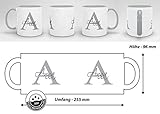 Tassendruck Edle personalisierte Namens-Tassen mit Ihrem Anfangsbuchstaben und Namen - Namenstasse/Geschenk-Idee/Geburtstags-Geschenk/Namenstag - Innen & Henkel Grau - 6