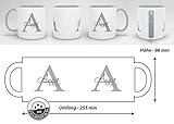 Tassendruck Edle personalisierte Namens-Tassen mit Ihrem Anfangsbuchstaben und Namen - Namenstasse/Geschenk-Idee/Geburtstags-Geschenk/Namenstag - Innen & Henkel Grau - 6