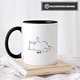 Tassendruck Katzen-Tasse mit Spruch Nö - Cat/Tier/Geschenk-Idee/Fellnase/Innen & Henkel Schwarz - 4