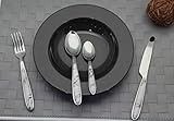 EXZACT 24 teiliges Besteckset/Edelstahl-Besteck - Rostfreier Stahl mit farbigen Griffen - 6 x Gabeln, 6 x Messer, 6 x Esslöffel, 6 xTeelöffel (Marmor x 24) - 5
