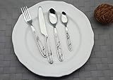 EXZACT 24 teiliges Besteckset/Edelstahl-Besteck - Rostfreier Stahl mit farbigen Griffen - 6 x Gabeln, 6 x Messer, 6 x Esslöffel, 6 xTeelöffel (Marmor x 24) - 4