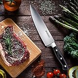 MOSFiATA Kochmesser, Klingenlänge 20cm Küchenmesser Scharf Fleischmesser Profi Messer aus hochwertigem Carbon Edelstahl, Chefmesser mit ergonomischer Griff für Haus und Restaurant - 3