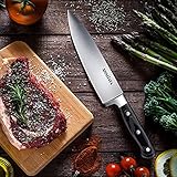 MOSFiATA Kochmesser, Klingenlänge 20cm Küchenmesser Scharf Fleischmesser Profi Messer aus hochwertigem Carbon Edelstahl, Chefmesser mit ergonomischer Griff für Haus und Restaurant - 4