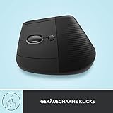 Logitech Lift Left Vertikale Ergonomische Maus, Linkshänder, Kabellos, Bluetooth oder Logi Bolt USB-Empfänger, Leise Klicks, 4 Tasten, Kompatibel mit Windows/macOS/iPadOS, Laptop, PC - Grau - 8