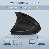 Ergonomische Maus Linkshänder kabellos, 3 in 1 2.4G USB + Bluetooth + Bluetooth Vertikale Wiederaufladbare Leise Funkmaus, 6 Tasten DPI 2400/1600/1000 für Windows/Android/MAC OS, Schwarz - 5