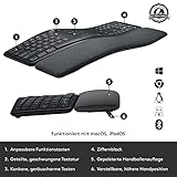 Logitech Ergo K860 Geteilte kabellose Tastatur, Handgelenkauflage, Lift Maus vertikal ergonomisch, Linkshänder, Bluetooth, USB-Empfänger, leise, Windows/macOS/iPadOS, Notebook, PC, QWERTZ DEU - Grau - 5