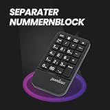 Perixx PERIDUO-606A, 3-in-1 Kabellose kompakte ergonomische Tastatur mit vertikaler Maus und numerischem Tastenfeld - verstellbare Handballenauflage - Kippbares Rad - Flache Tasten - QWERTZ - 5