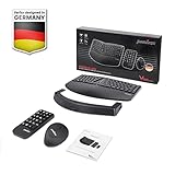 Perixx PERIDUO-606A, 3-in-1 Kabellose kompakte ergonomische Tastatur mit vertikaler Maus und numerischem Tastenfeld - verstellbare Handballenauflage - Kippbares Rad - Flache Tasten - QWERTZ - 6