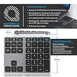CSL - Bluetooth Numpad - Wireless Ziffernblock mit Multifunktionstasten – Keypad Aluminium - 35 Tasten – Bluetooth 3.0 – Kabellos - kompatibel mit Apple PC Notebook Tablet Laptop - Windows Android iOS - 2
