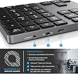 CSL - Bluetooth Numpad - Wireless Ziffernblock mit Multifunktionstasten – Keypad Aluminium - 35 Tasten – Bluetooth 3.0 – Kabellos - kompatibel mit Apple PC Notebook Tablet Laptop - Windows Android iOS - 3