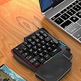 XIAOL Halbtastatur, Linkshänder-Tastatur Kabelgebundene Gaming-Tastatur mit RGB-Hintergrundbeleuchtung und 35 Tasten für Gamer Mini-Gaming-Tastatur Tragbare Tastatur für PC-Laptop - 3