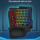 XIAOL Halbtastatur, Linkshänder-Tastatur Kabelgebundene Gaming-Tastatur mit RGB-Hintergrundbeleuchtung und 35 Tasten für Gamer Mini-Gaming-Tastatur Tragbare Tastatur für PC-Laptop - 4