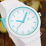 JSDDE Uhren Damenuhr Armanduhr Candy Farbe Silikonband Sportuhr Lässig Analog Quarzuhr Watchs für Frauen Mädchen Jungen (Weiß) - 3