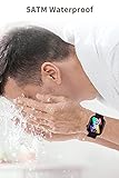 CUBOT C5 Smartwatch Herren, 5 ATM Wasserdicht 1.7 Zoll Touchscreen Schrittzähler Uhr, Armbanduhr mit Pulsuhr, Fitnessuhr iOS/Android kompatibel, Fitness Tracker, Schwarz - 6