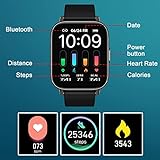 Smartwatch, 1.69 Zoll HD Voll Touchscreen Fitness Tracker Uhr, IP68 Wasserdicht Fitnessuhr mit Pulsmesser Schlafmonitor Schrittzähler, Damen Herren Sportuhr Smart Watch Uhren für iOS Android, Schwarz - 2