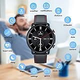 Weybon Smartwatch Herren uhr Armbanduhr Uhr – 1,32 Zoll Runde Männer Sportuhr ip68 Schrittzähler Blutdruckmessung Pulsmesser Kalorienzähler Bluetooth Kompatibel Android mit ios (Schwarz), (C18) - 2