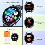 Weybon Smartwatch Herren uhr Armbanduhr Uhr – 1,32 Zoll Runde Männer Sportuhr ip68 Schrittzähler Blutdruckmessung Pulsmesser Kalorienzähler Bluetooth Kompatibel Android mit ios (Schwarz), (C18) - 3