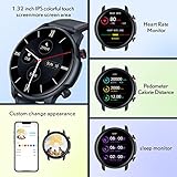 Weybon Smartwatch Herren uhr Armbanduhr Uhr – 1,32 Zoll Runde Männer Sportuhr ip68 Schrittzähler Blutdruckmessung Pulsmesser Kalorienzähler Bluetooth Kompatibel Android mit ios (Schwarz), (C18) - 4