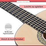 Classic Cantabile AS-851 Linkshänder Konzertgitarre 4/4 Starter Set (6 Saiten, Lindenholz, Griffbrett: Palisander, Zubehörset inkl. Tasche, Schule, Stimmpfeife, Nylonsaiten) natur - 9