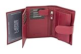 LEAS Damengeldbörse und Herren Geldbeutel mit Außenriegel und XXL Kleingeldfach im Wiener Stil mit 3 Scheinfächern im Hochformat Echt-Leder, rot - Special-Edition - 4