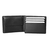 Herren-Geldbörse für Linkshänder, echtes Kalbsleder in Schwarz, Portmonee für Herren, mit Münzfach und Kartenfach, dänisches Design - 5