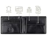 Bugatti Romano Geldbeutel Männer Leder mit RFID Schutz – Geldbörse Herren Querformat Schwarz – Portmonaise Portemonnaie Portmonee Brieftasche Wallet Ledergeldbeutel - 4