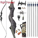 SHARROW 60 Zoll Takedown Recurvebogen Set Erwachsene 25-65 Lbs BogenschießEn Jagdbogen Pfeil Und Bogen Set Erwachsene Sportbogen Recurve Bogen Set linkshändig Rechtshändig (grau Set, Links 50Lbs) - 3