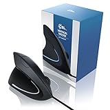 CSL – optische Linkshänder Maus Vertikal / kabelgebundene Ausführung (Linkshänder) | ergonomisches Design – Vorbeugung gegen Mausarm/Tennisarm (RSI-Syndrom) – besonders armschonend | 6 Tasten | für Linkshänder - 5