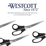 Westcott E-31182 00 Schere Büro, rostfrei, gerade, asymmetrisch mit Langauge für Linkshänder, 20 cm/8 Zoll, schwarz - 7