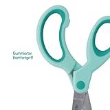 Westcott E-21586 00 Softgrip Kids Lefty Kinderschere für Linkshänder, 13 cm, runde Spitze, türkis - 3