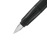 Schulfüller mit Linkshänder-Feder L – STABILO EASYbuddy in schwarz/limette – Schreibfarbe blau (löschbar) – Einzelstift – inklusive Patrone - 2