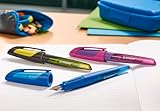 Schulfüller mit Linkshänder-Feder L – STABILO EASYbuddy in schwarz/limette – Schreibfarbe blau (löschbar) – Einzelstift – inklusive Patrone - 5