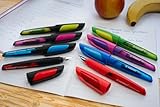 Schulfüller mit Linkshänder-Feder L – STABILO EASYbuddy in schwarz/limette – Schreibfarbe blau (löschbar) – Einzelstift – inklusive Patrone - 7