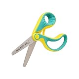 Westcott E-22003 00 Ergo JR. Lefty - ergonomische Kinderschere für Linkshänder, 5, 3 cm Stahlklinge, Softgrip Griff, grün/gelb, 13, 3 cm - 5