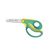 Westcott E-22003 00 Ergo JR. Lefty – ergonomische Kinderschere für Linkshänder, 5, 3 cm Stahlklinge, Softgrip Griff, grün/gelb, 13, 3 cm - 5