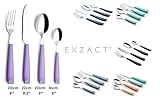 Exzact WF232W 24 PCS Besteck Set – Edelstahl mit lebendig gefärbten Kunststoff-Handgriffen – Bequem zu halten – 6 x Gabeln, 6 x Messer, 6 x Dinner Esslöffel, 6 x Teelöffel (Mischfarbe Farbe x 24) - 6