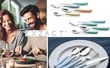Exzact WF232W 24 PCS Besteck Set – Edelstahl mit lebendig gefärbten Kunststoff-Handgriffen – Bequem zu halten – 6 x Gabeln, 6 x Messer, 6 x Dinner Esslöffel, 6 x Teelöffel (Mischfarbe Farbe x 24) - 8