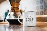 Moonworks Emaille Tasse Becher Lächle du kannst Sie nicht alle töten Büro Kollegen Kaffeetasse weiß-schwarz unisize - 2