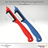 Schwertkrone Sparschäler Kartoffelschäler, 2er Set - Rechts und Linkshänder, bunt gemischt, Solingen Germany - Zufällige Farbe - 3