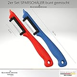 Schwertkrone Sparschäler Kartoffelschäler, 2er Set – Rechts und Linkshänder, bunt gemischt, Solingen Germany – Zufällige Farbe - 2
