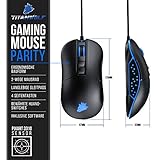 Titanwolf - Gaming Maus für Rechts- und Linkshänder - Mouse Flawless Pixart 3310 Sensor - 5 DPI-Stufen - 5 Benutzerprofile - 9 programmierbare Tasten - RGB Illumination - 50-5000 DPI - 5