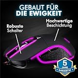 KLIM Aim Gaming Maus RGB Gamer Maus [7000 DPI] – Ergonomische RGB Chroma Computermaus mit Kabel für Rechts- und Linkshänder – PS4-Gaming Mouse, Laptop und Desktop-PC + optische Präzisionsmaus Schwarz - 6