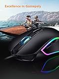 Gaming Maus, Gamer Maus mit 4800 DPI (6 Einstellbare 200-4800DPI), 6 Tasten und USB-Kabel, Rechts/Linkshänder, Ergonomisches Design Maus Optisch, Pro-Game Notebook Computer – Schwarz – Maus mit Kabel - 4
