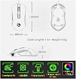Gaming Maus, Gamer Maus mit 4800 DPI (6 Einstellbare 200-4800DPI), 6 Tasten und USB-Kabel, Rechts/Linkshänder, Ergonomisches Design Maus Optisch, Pro-Game Notebook Computer – Schwarz – Maus mit Kabel - 5