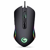 Gaming Maus, Gamer Maus mit 4800 DPI (6 Einstellbare 200-4800DPI), 6 Tasten und USB-Kabel, Rechts/Linkshänder, Ergonomisches Design Maus Optisch, Pro-Game Notebook Computer – Schwarz – Maus mit Kabel - 6
