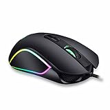 Gaming Maus, Gamer Maus mit 4800 DPI (6 Einstellbare 200-4800DPI), 6 Tasten und USB-Kabel, Rechts/Linkshänder, Ergonomisches Design Maus Optisch, Pro-Game Notebook Computer – Schwarz – Maus mit Kabel - 7
