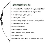 MILAEM Bogenschießen Takedown Recurve Bogen und Pfeil Set 30 lbs Sportbogen 35 lbs 40 lbs Straight Bogen mit Glasfaserpfeilen Langbogen Jagdbogen für Rechts und Linkshänder (Schwarz, 40lbs) - 2