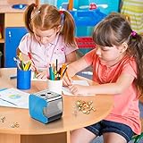 Oladwolf Elektrischer Anspitzer, Automatischer Bleistiftanspitzer mit Zwei Löchern, Pencil Sharpener Batterie und USB Zwei Mode mit 6 Klingen, Anti-Rutsch Auto Stop, Perfekt für Kinder Büro und Home - 6