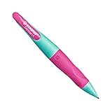 Ergonomischer Druck-Bleistift für Linkshänder - STABILO EASYergo 1.4 in türkis/neonpink - inklusive 3 dünner Mine - Härtegrad HB - 2