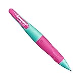 Ergonomischer Druck-Bleistift für Linkshänder - STABILO EASYergo 1.4 in türkis/neonpink - inklusive 3 dünner Mine - Härtegrad HB - 2